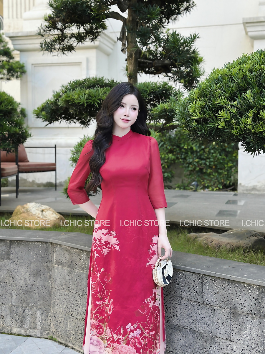 Áo Dài Như Mai Đỏ